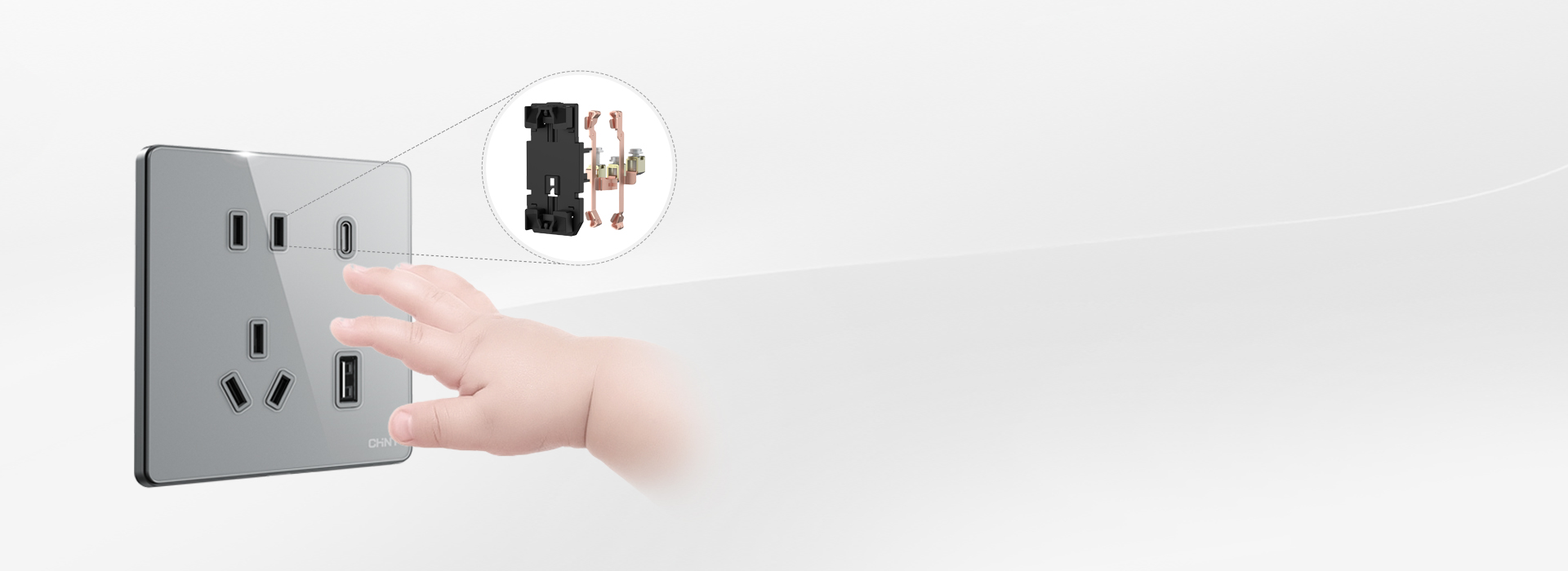 安全保护门设计 墙壁插座内置安全保护门...