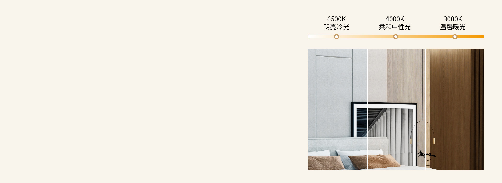 个性化照明氛围 三色变光，可根据需要随...